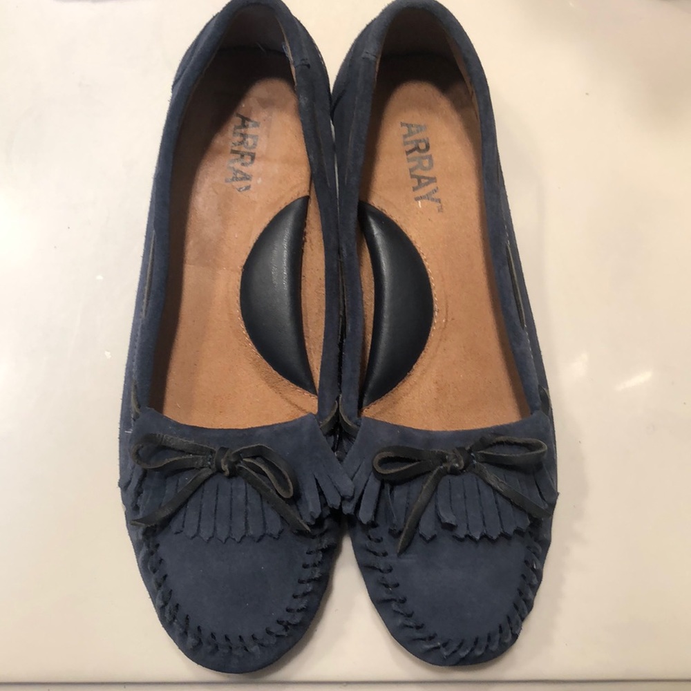 Array blue suede leather moccasins
